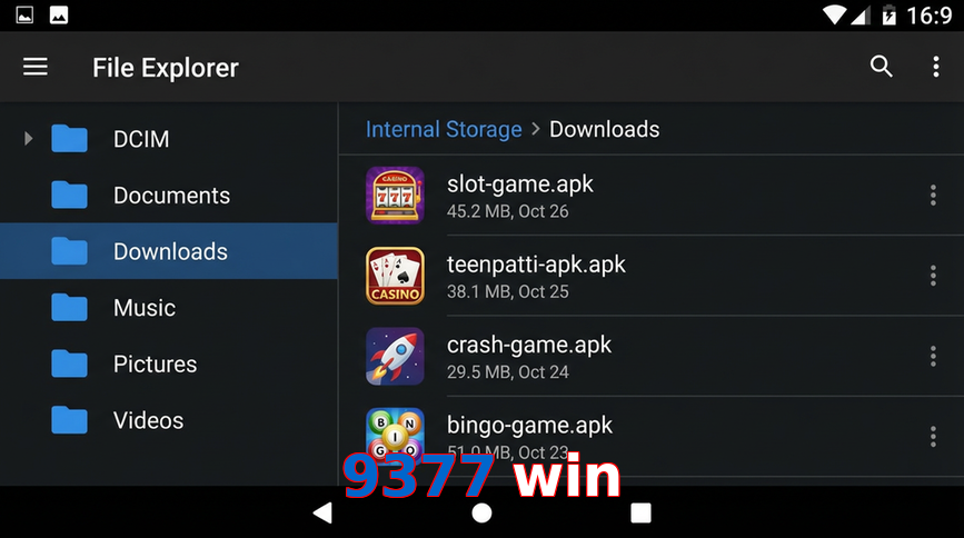 Main screen of 9377 Win gameapk page for PK players